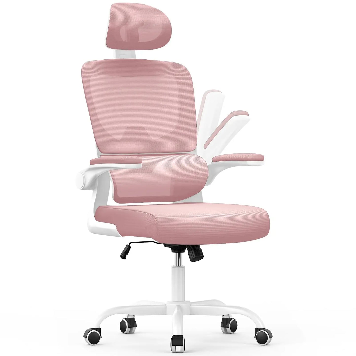 Ergonomic Office Chair Desk Chair with Folding Armrest Height-Adjustable Breathable Backrest Swivel Gaming Chair