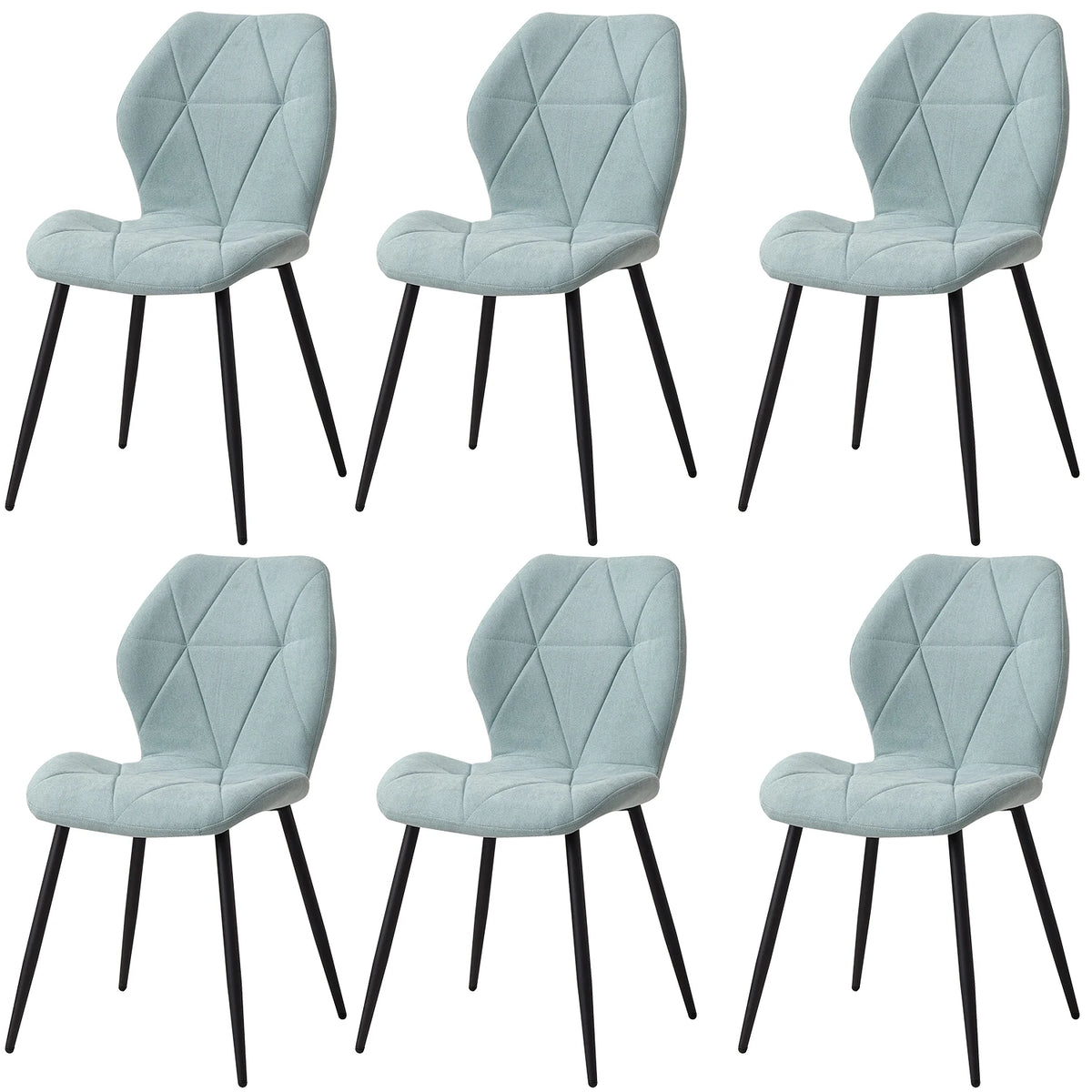 EGOONM Set of 2/4/6 Dining Chairs Upholstered Padded Linen Fabric Kitchen Chairs Metal Legs for Balcony Restaurant  Dining Room