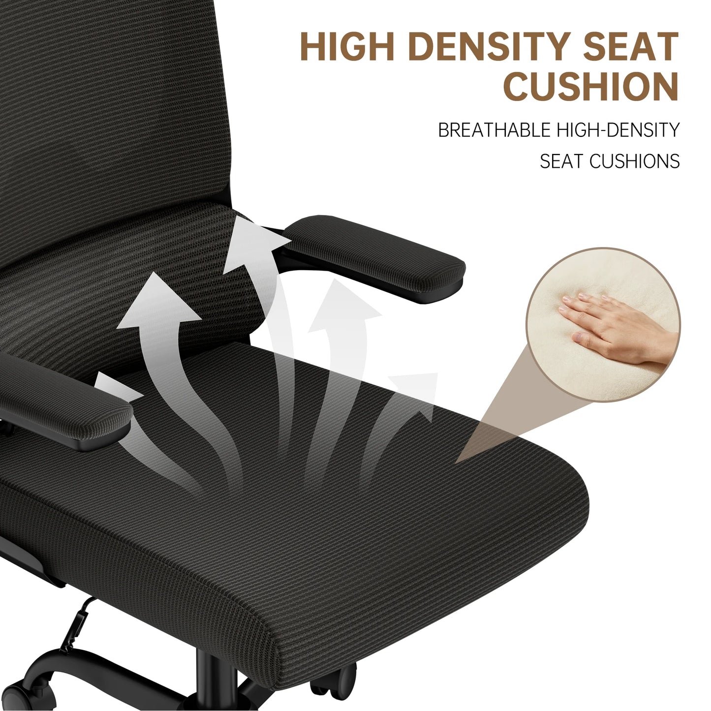 Ergonomic Office Chair Desk Chair with Folding Armrest Height-Adjustable Breathable Backrest Swivel Gaming Chair
