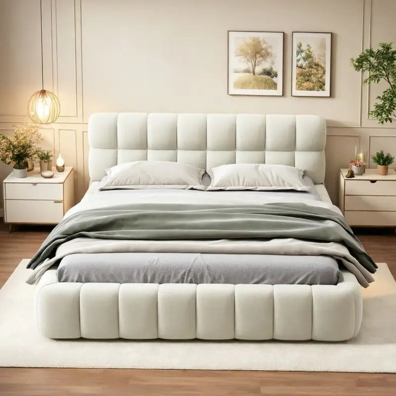 Bed 140x200-Double bed 140x200-Upholstered bed with soft back-Adult bed in SK style