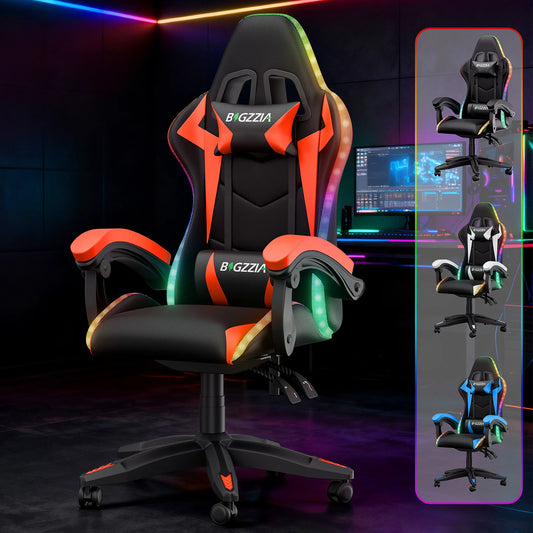 Gaming Chair with LED RGB Gaming Chairs Ergonomic PC Chair with Headrest Gaming Chair RGB Light Lighting Computer Chair