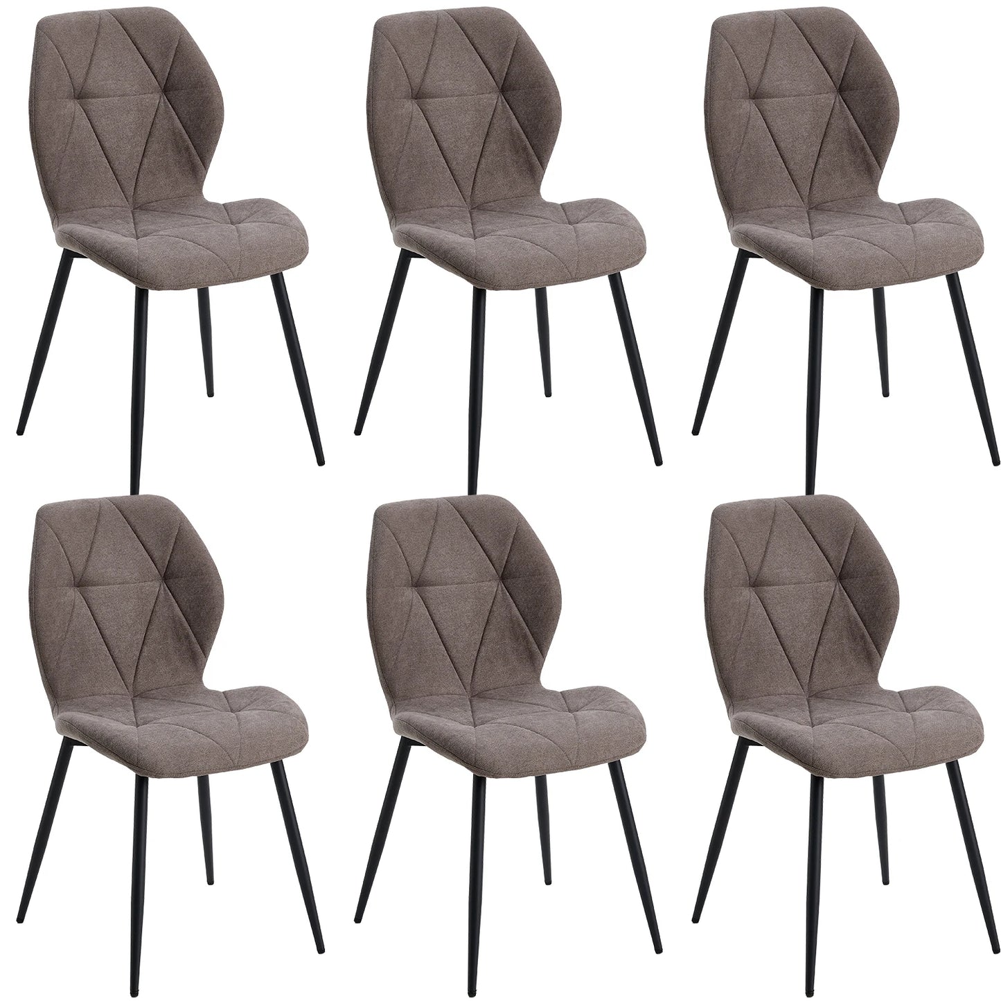 EGOONM Set of 2/4/6 Dining Chairs Upholstered Padded Linen Fabric Kitchen Chairs Metal Legs for Balcony Restaurant  Dining Room