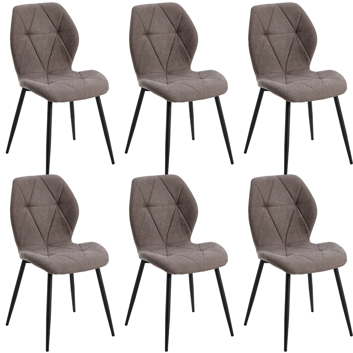 EGOONM Set of 2/4/6 Dining Chairs Upholstered Padded Linen Fabric Kitchen Chairs Metal Legs for Balcony Restaurant  Dining Room