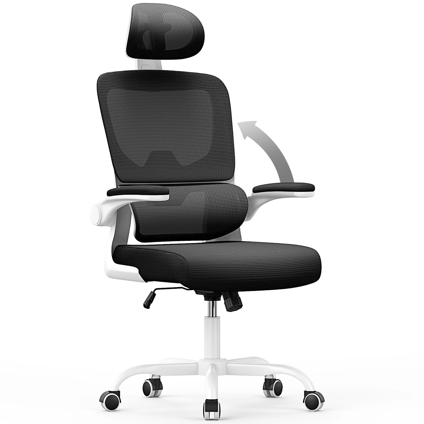 Ergonomic Office Chair Desk Chair with Folding Armrest Height-Adjustable Breathable Backrest Swivel Gaming Chair