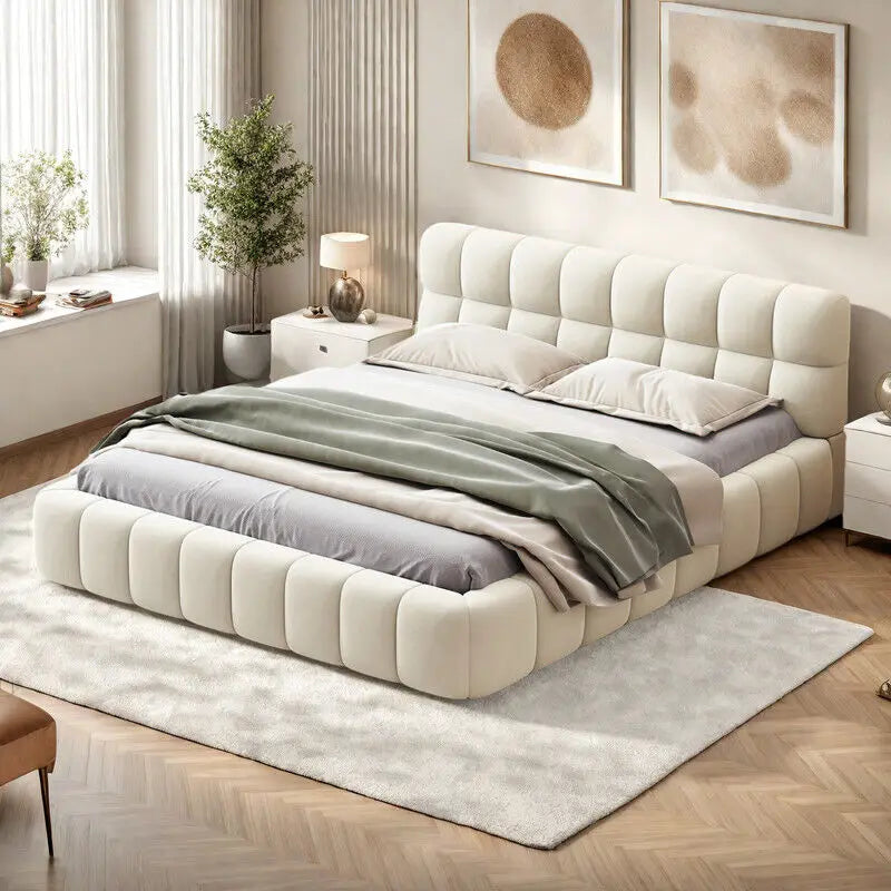 Bed 140x200-Double bed 140x200-Upholstered bed with soft back-Adult bed in SK style