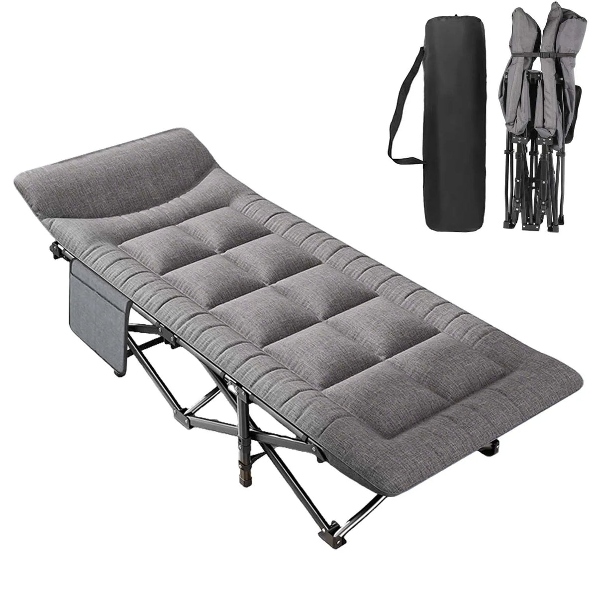 Outdoor Camping Bed Folding Garden Single Nap Bed with Storage Bag Portable Sleeping Cot for Office Home Beach Travel Hiking Bed
