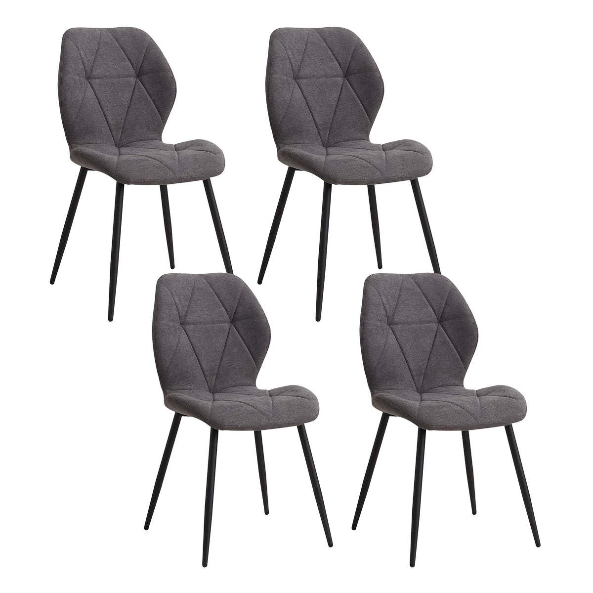 EGOONM Set of 2/4/6 Dining Chairs Upholstered Padded Linen Fabric Kitchen Chairs Metal Legs for Balcony Restaurant  Dining Room