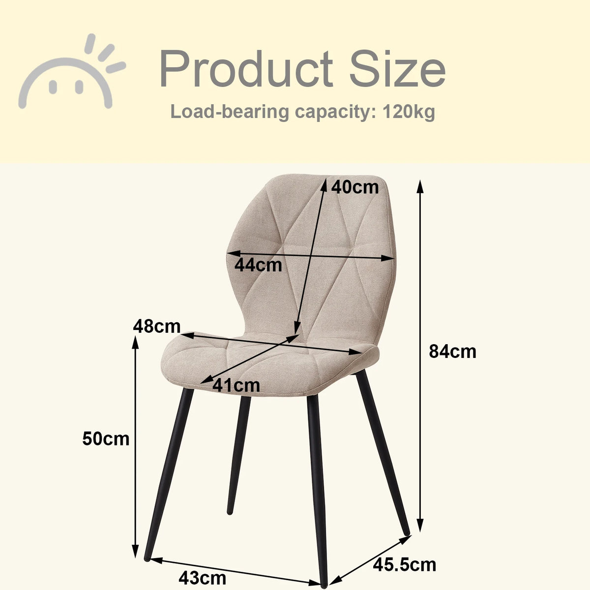 EGOONM Set of 2/4/6 Dining Chairs Upholstered Padded Linen Fabric Kitchen Chairs Metal Legs for Balcony Restaurant  Dining Room