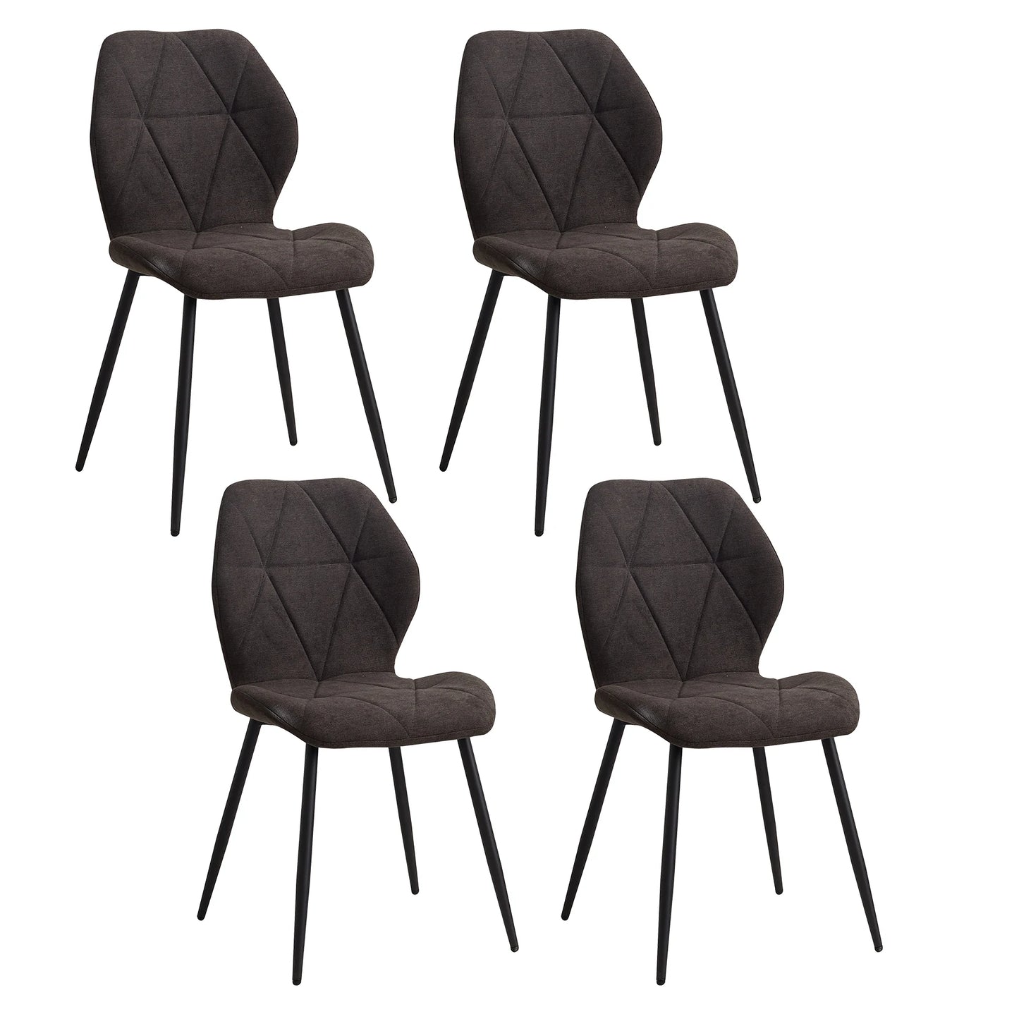 EGOONM Set of 2/4/6 Dining Chairs Upholstered Padded Linen Fabric Kitchen Chairs Metal Legs for Balcony Restaurant  Dining Room