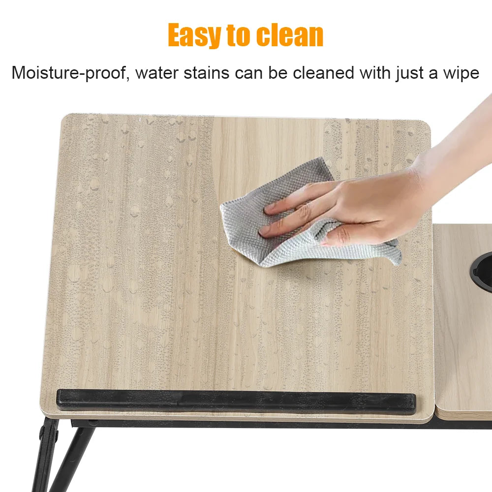 Folding Desk Laptop Table for Bed and Sofa Laptop Desk 5-level Height Adjustment with Cup holder Multifunction Table