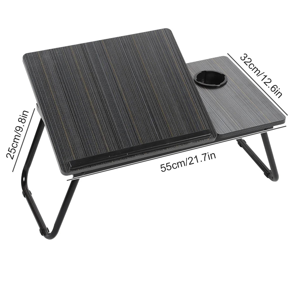 Folding Desk Laptop Table for Bed and Sofa Laptop Desk 5-level Height Adjustment with Cup holder Multifunction Table