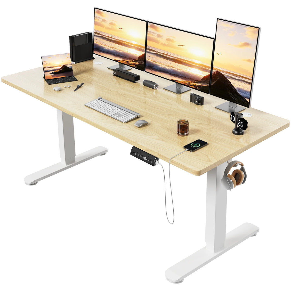 Devoko Electric Height Adjustable desk 160x80 cm 3 Memory Hand Control with USB
