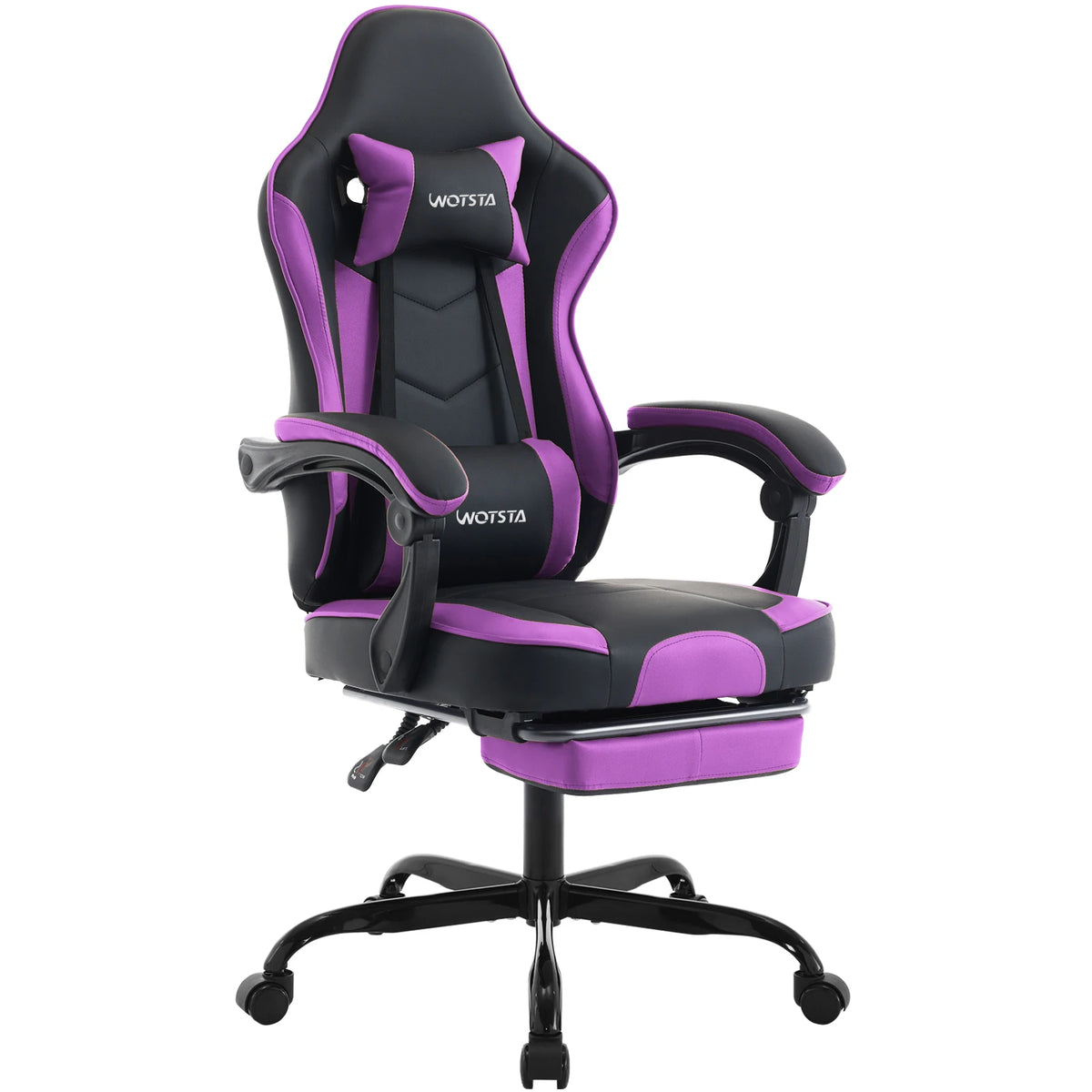 WOTSTA Gaming Chair with Footrest Gamer Chairs Ergonomic with Lumbar Cushion Headrest Chair Height Adjustable Computer Chair