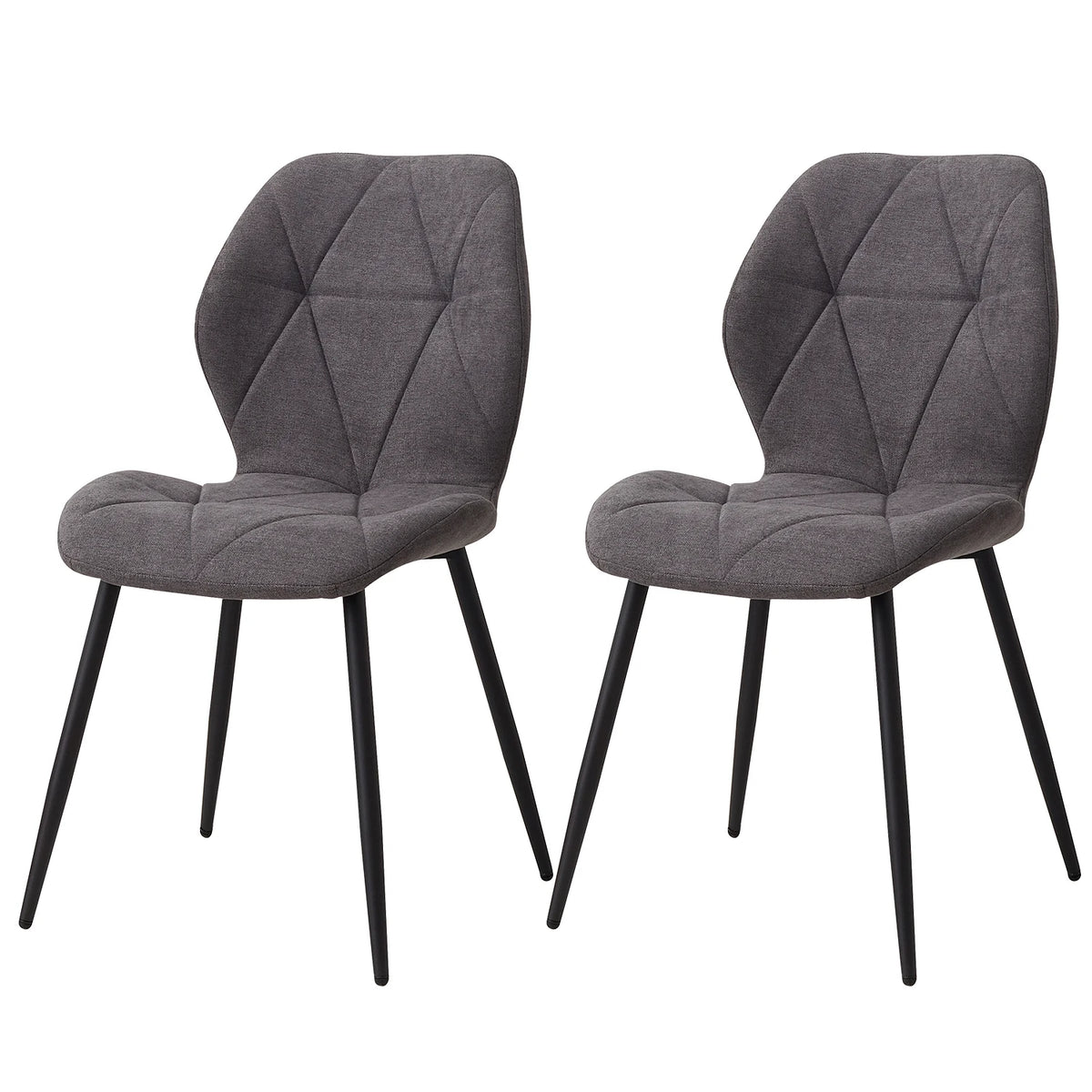 EGOONM Set of 2/4/6 Dining Chairs Upholstered Padded Linen Fabric Kitchen Chairs Metal Legs for Balcony Restaurant  Dining Room