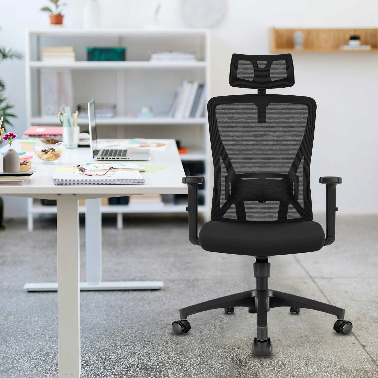 Durrafy Office Chair Computer Desk Chair Ergonomic Executive Task Chair with Lumbar Support Adjustable Swivel Chair black