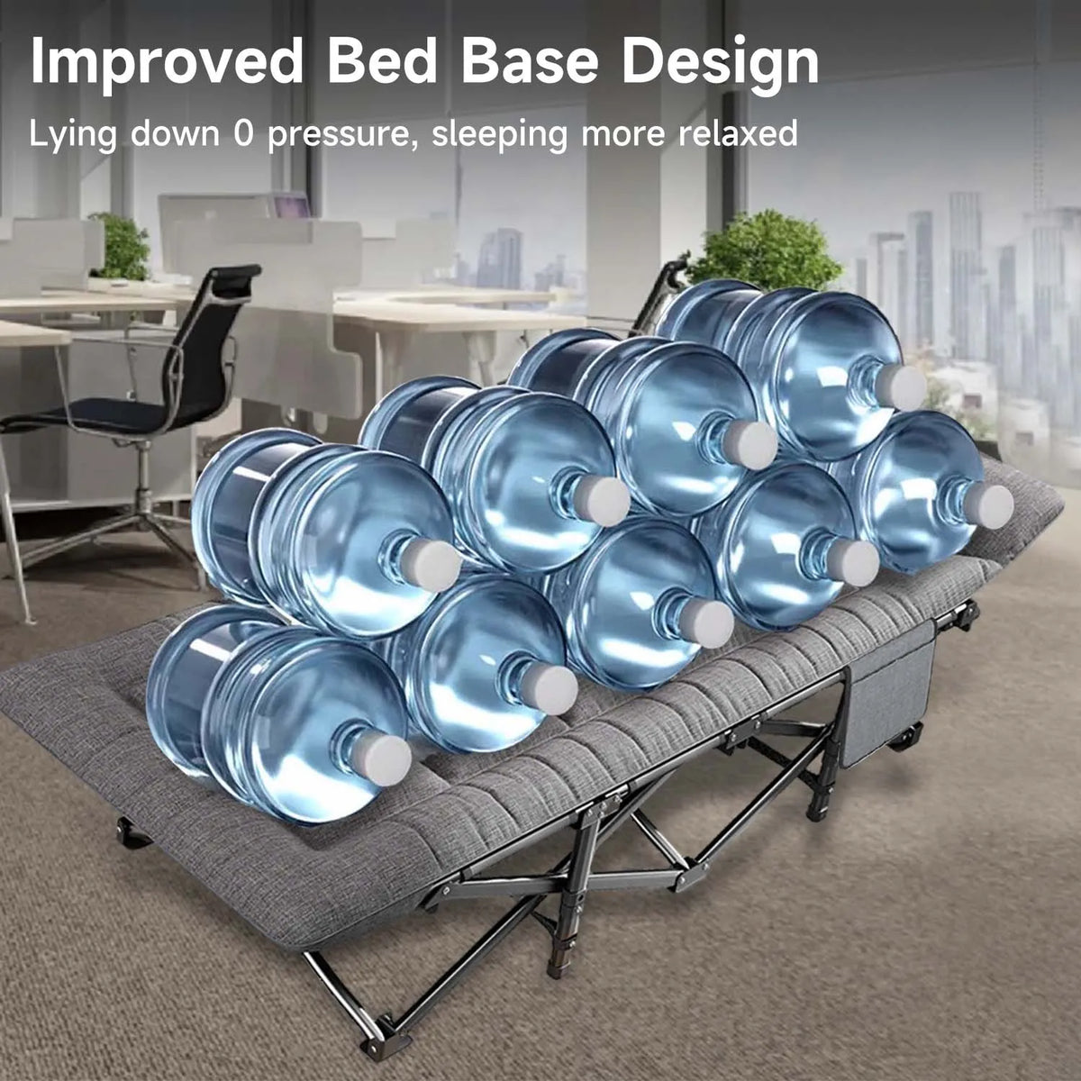Outdoor Camping Bed Folding Garden Single Nap Bed with Storage Bag Portable Sleeping Cot for Office Home Beach Travel Hiking Bed