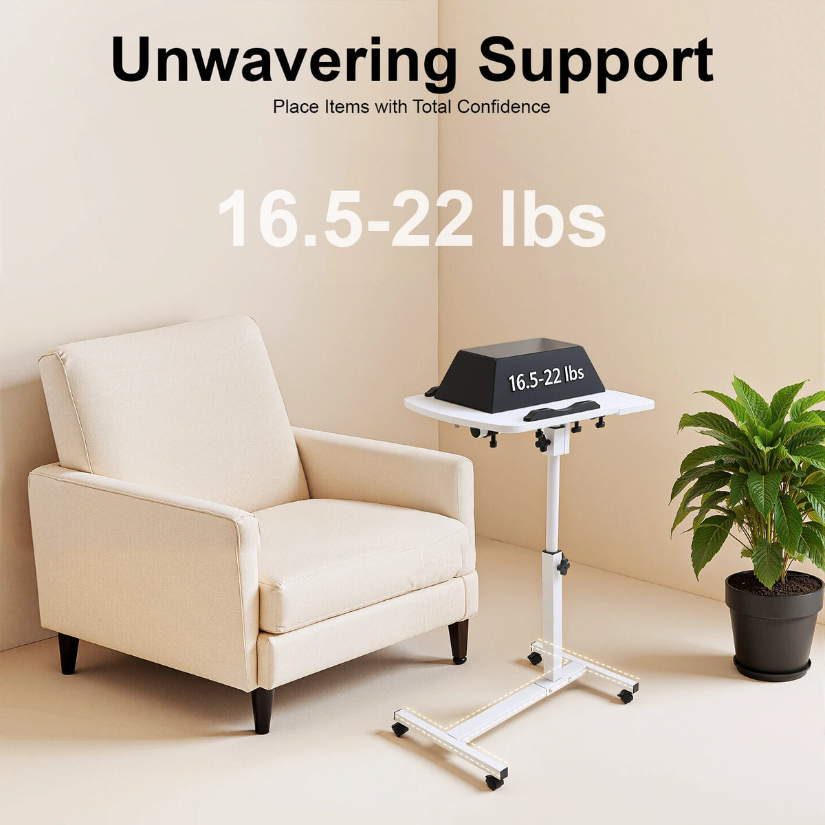 Laptop Desk Stand 360° Adjustable Tilting Overbed Table with Wheels Mobile Laptop Table Foldable Rolling Bedside Desk 60*40cm