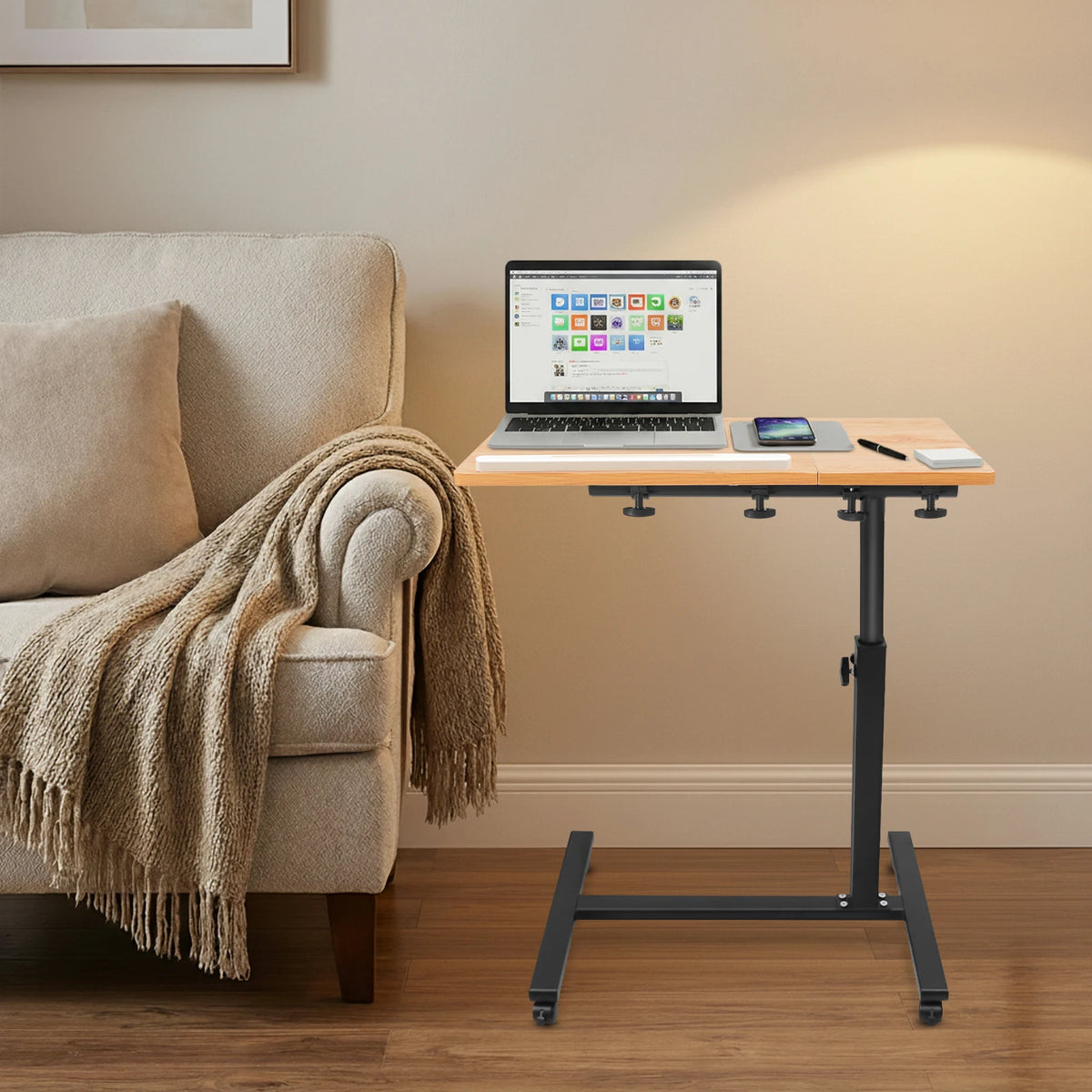 360° Rotating Adjustable Laptop Desk  Tabletop Mobile Stand Home Office Tray Standing Rolling Study Table Computer Workstation