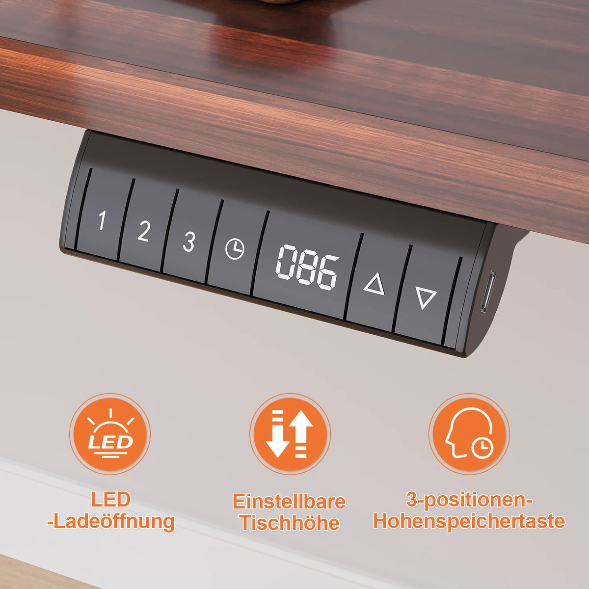 Devoko Electric Height Adjustable desk 160x80 cm 3 Memory Hand Control with USB