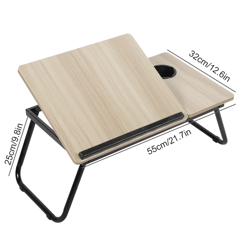 Folding Desk Laptop Table for Bed and Sofa Laptop Desk 5-level Height Adjustment with Cup holder Multifunction Table