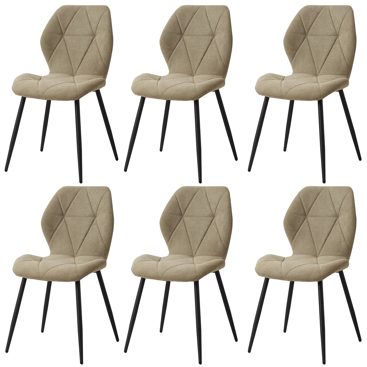 EGOONM Set of 2/4/6 Dining Chairs Upholstered Padded Linen Fabric Kitchen Chairs Metal Legs for Balcony Restaurant  Dining Room
