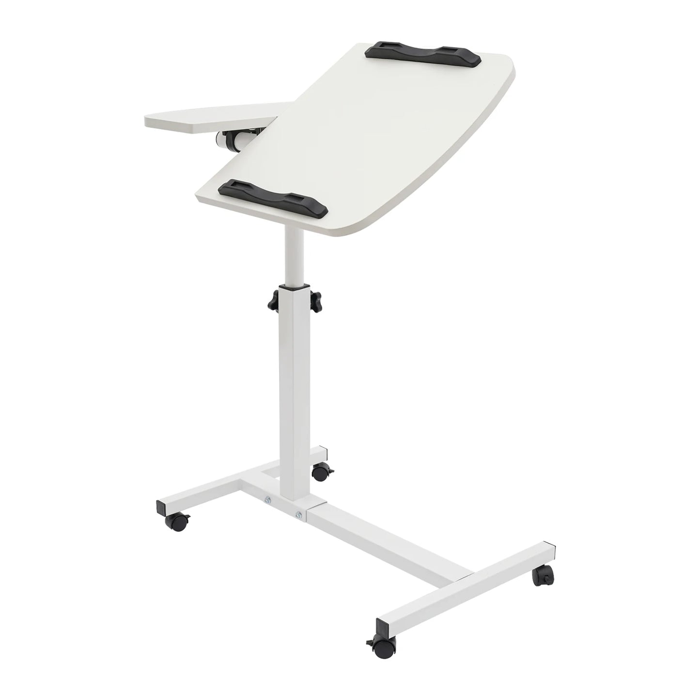Laptop Desk Stand 360° Adjustable Tilting Overbed Table with Wheels Mobile Laptop Table Foldable Rolling Bedside Desk 60*40cm
