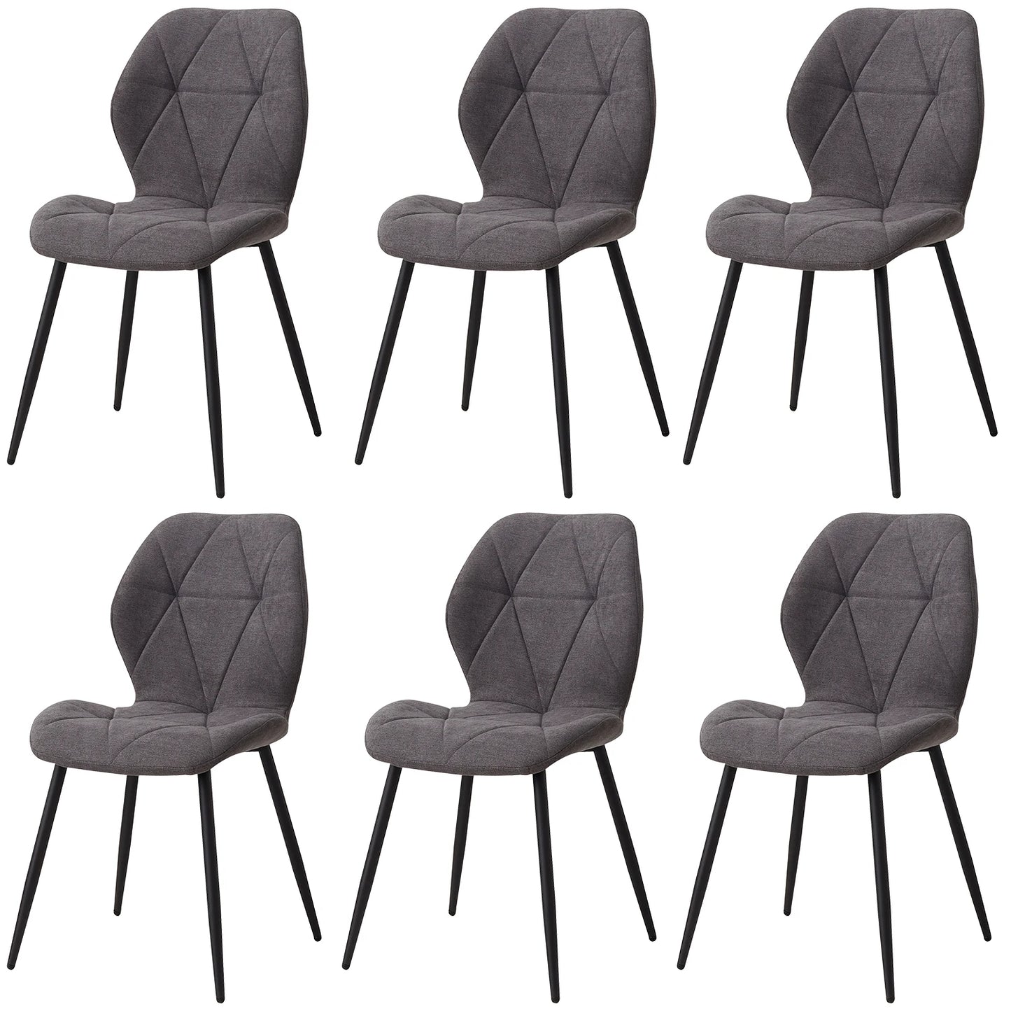 EGOONM Set of 2/4/6 Dining Chairs Upholstered Padded Linen Fabric Kitchen Chairs Metal Legs for Balcony Restaurant  Dining Room