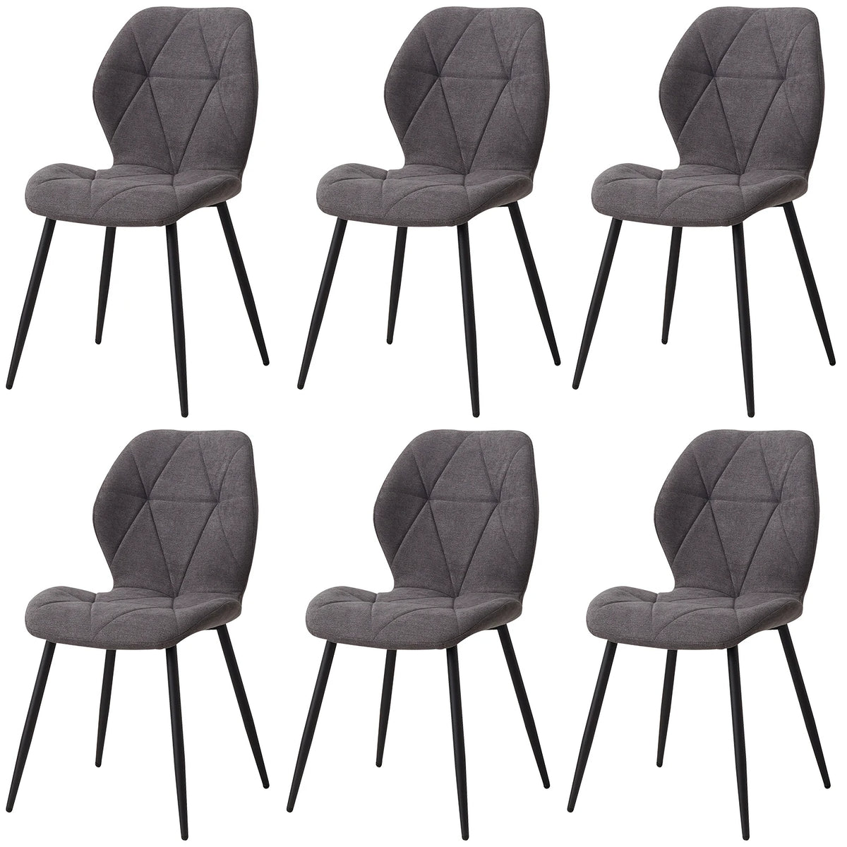 EGOONM Set of 2/4/6 Dining Chairs Upholstered Padded Linen Fabric Kitchen Chairs Metal Legs for Balcony Restaurant  Dining Room