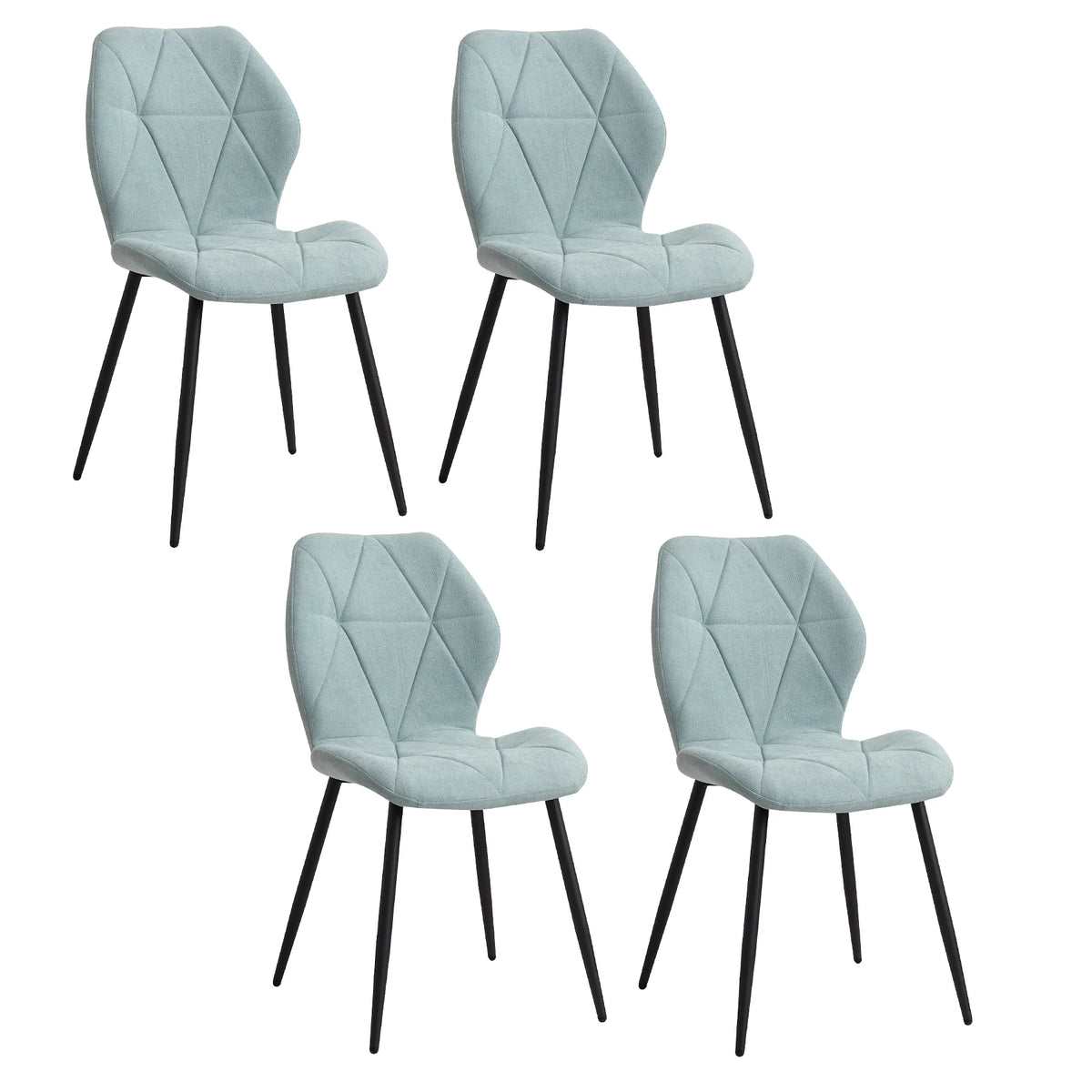 EGOONM Set of 2/4/6 Dining Chairs Upholstered Padded Linen Fabric Kitchen Chairs Metal Legs for Balcony Restaurant  Dining Room