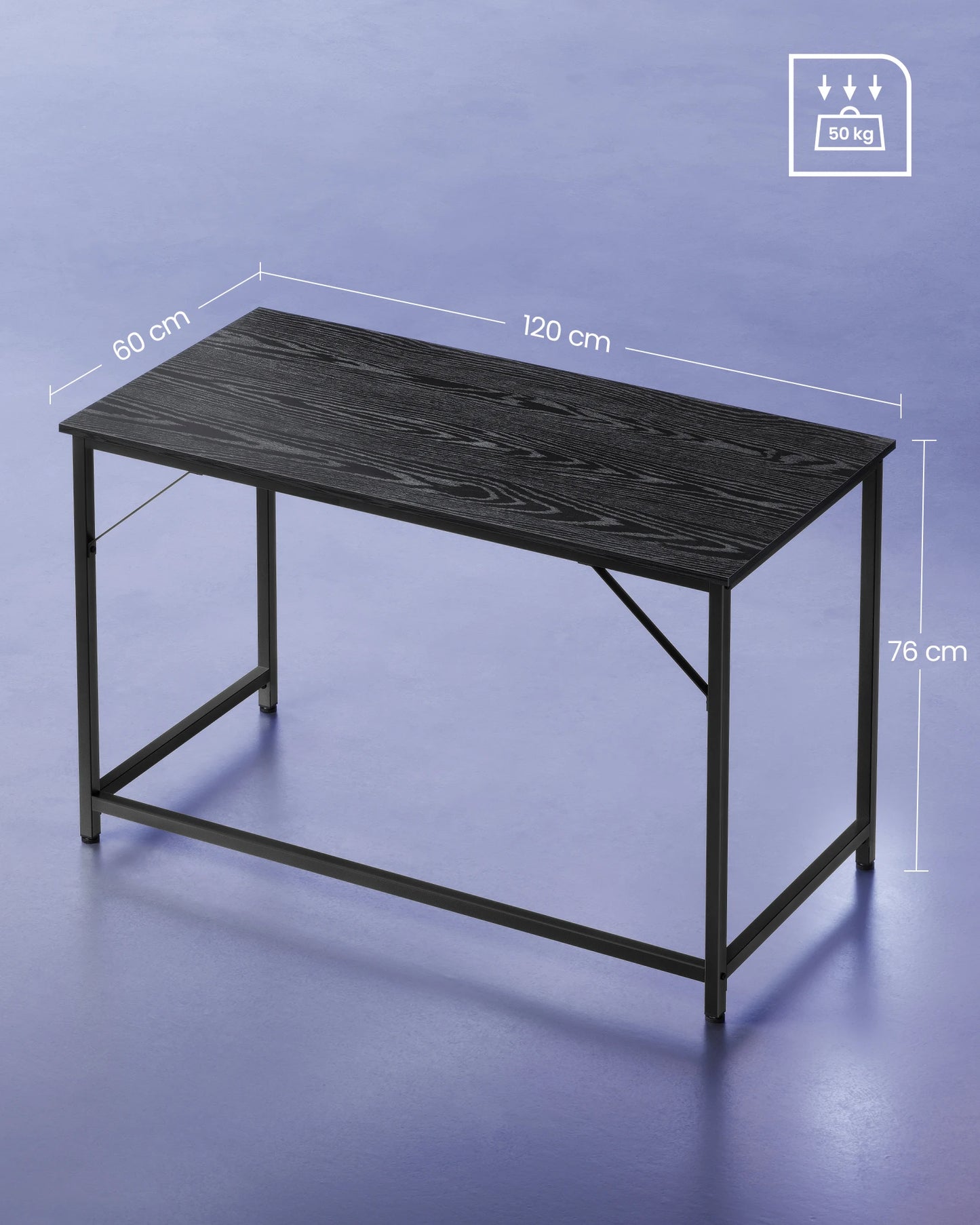 VASAGLE Desk, Small Computer table, office table for Study, Bedroom, 60x120x76 cm Industrial Design