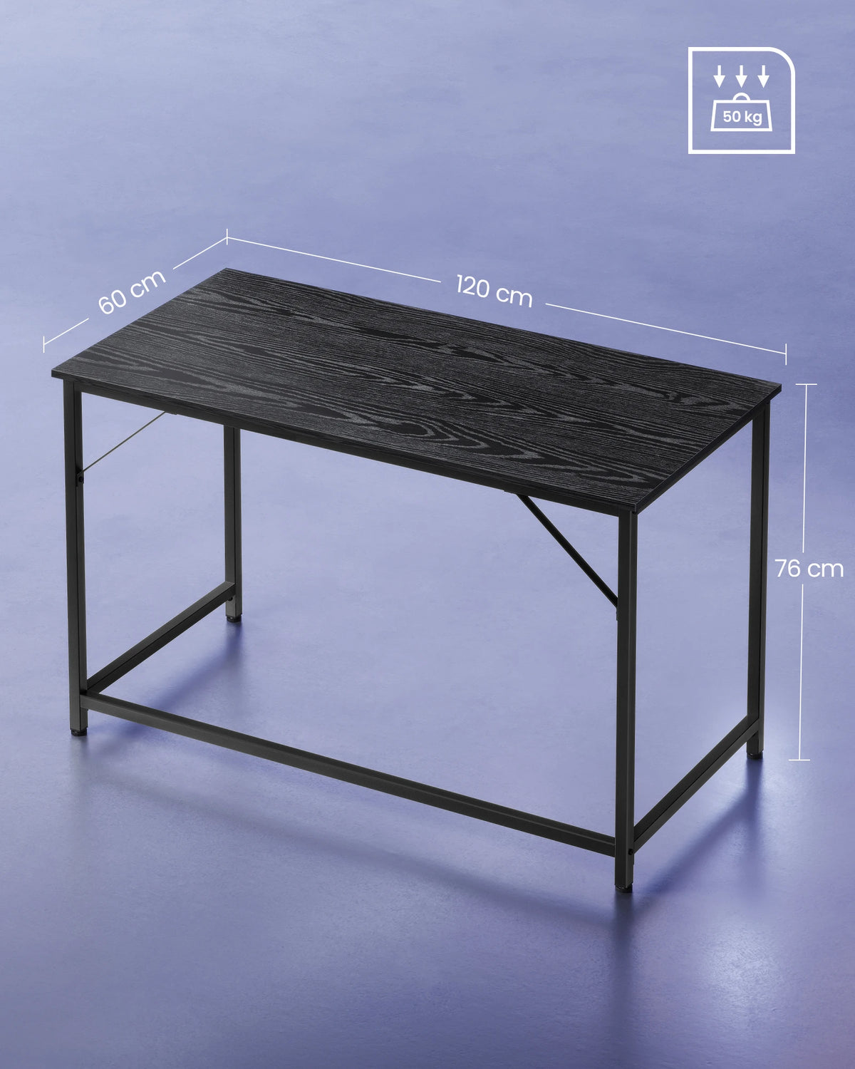 VASAGLE Desk, Small Computer table, office table for Study, Bedroom, 60x120x76 cm Industrial Design