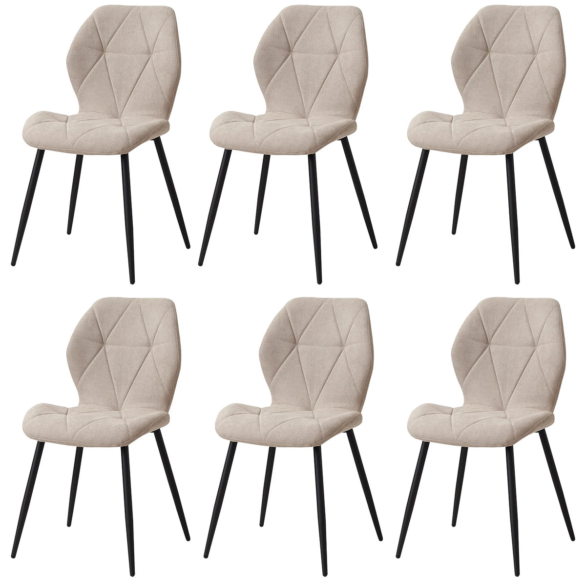 EGOONM Set of 2/4/6 Dining Chairs Upholstered Padded Linen Fabric Kitchen Chairs Metal Legs for Balcony Restaurant  Dining Room
